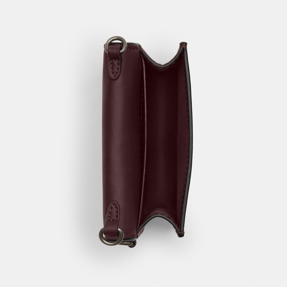 New Coach Boxed Mini Wallet On A Chain With Star Print Color: Merlot - Picture 5 of 6